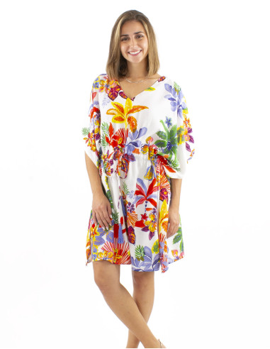 Robe kaftan coton imprimé Hawaiian