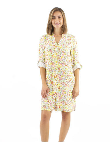 Robe tunique viscose manche 3/4 imprimé Pretty