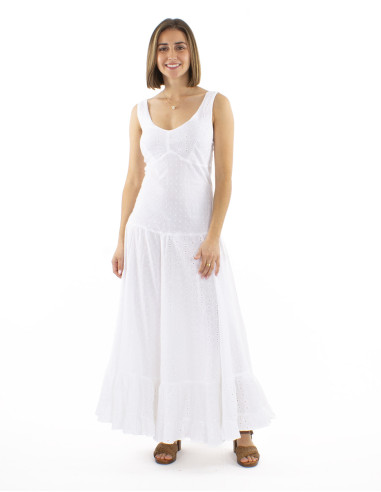 Robe coton blanc brodée princesse doublée