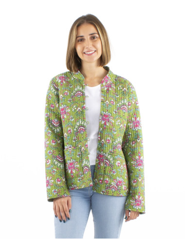 Veste coton matelassée réversible boutons ronds