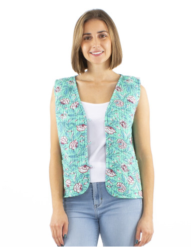 Gilet coton matelassé boutons rond poches